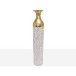 Floor vase Alexandra House Living White Golden Metal 15 x 86 x 15 cm