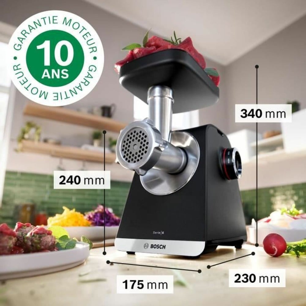 Mincer BOSCH Serie 6 MFWS640B Black Stainless steel Plastic 500 W 350 ml 1,3 Kg/min
