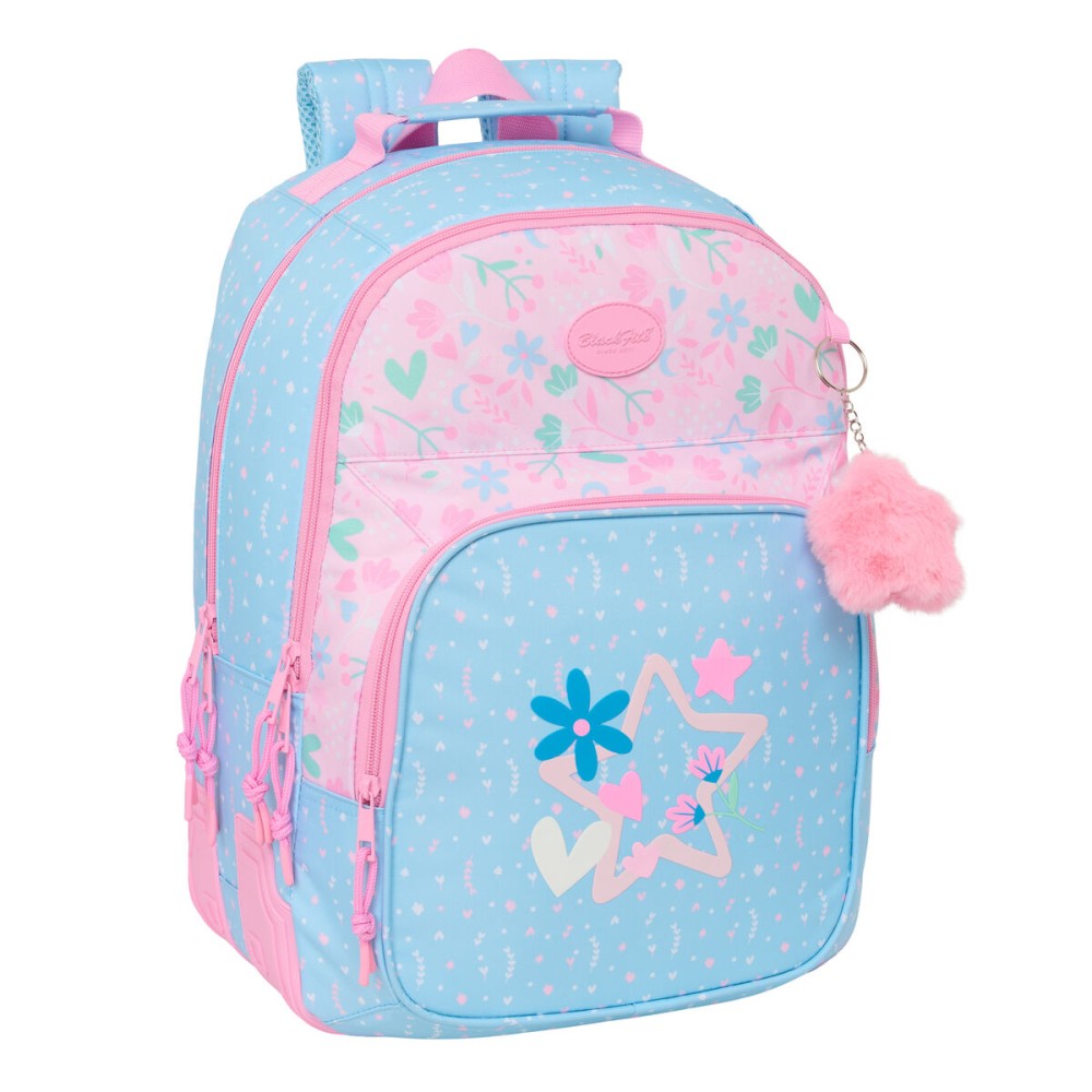School Bag BlackFit8 Smile Blue Pink 32 x 42 x 15 cm