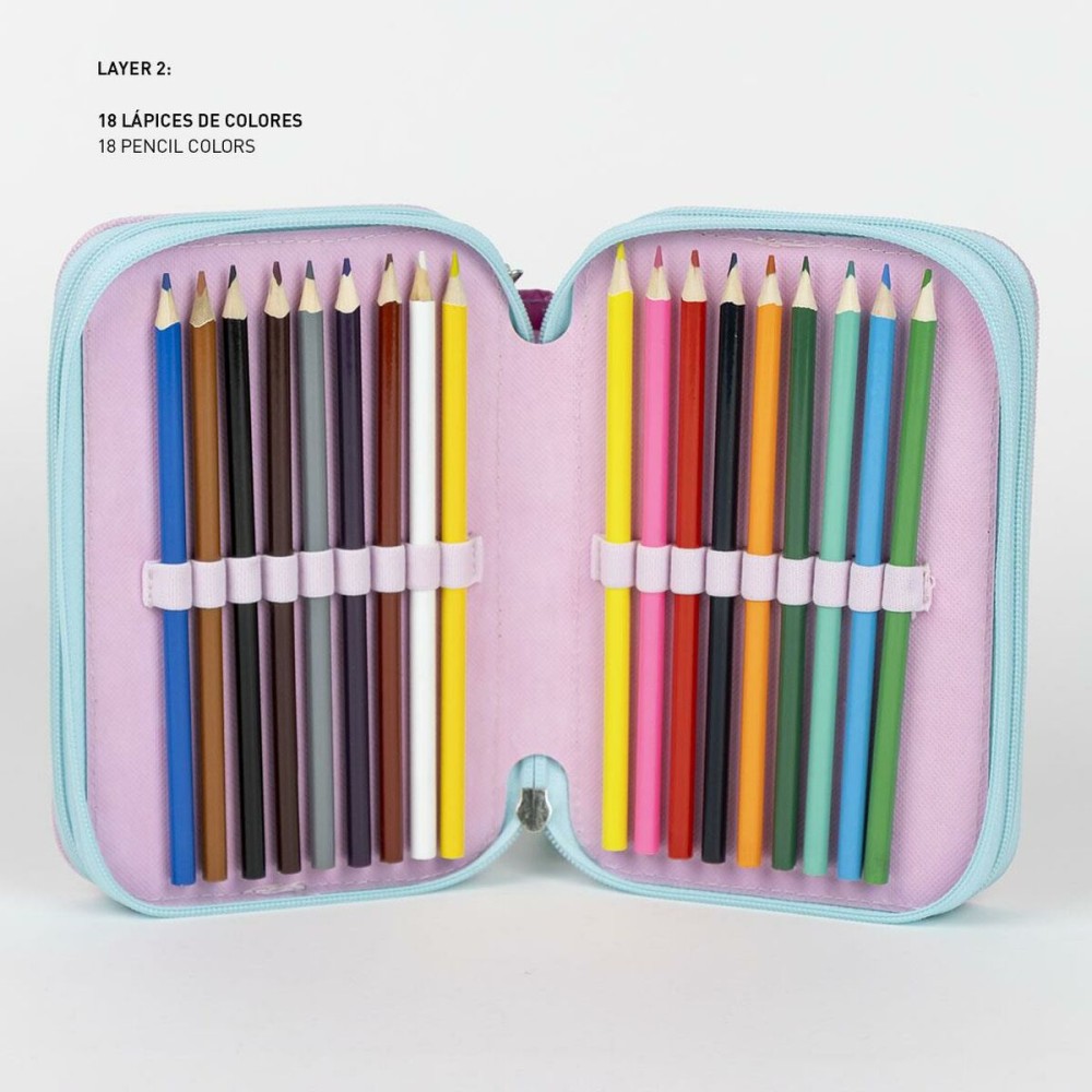 Triple Pencil Case Gabby's Dollhouse Pink 12,5 x 6,5 x 19,5 cm