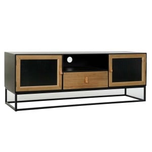 TV furniture DKD Home Decor Black Wood Metal Crystal (140 x 40 x 50 cm)