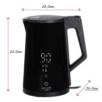 Wasserkocher Adler AD 1345b Schwarz Edelstahl 2200 W 1850 W 1,7 L