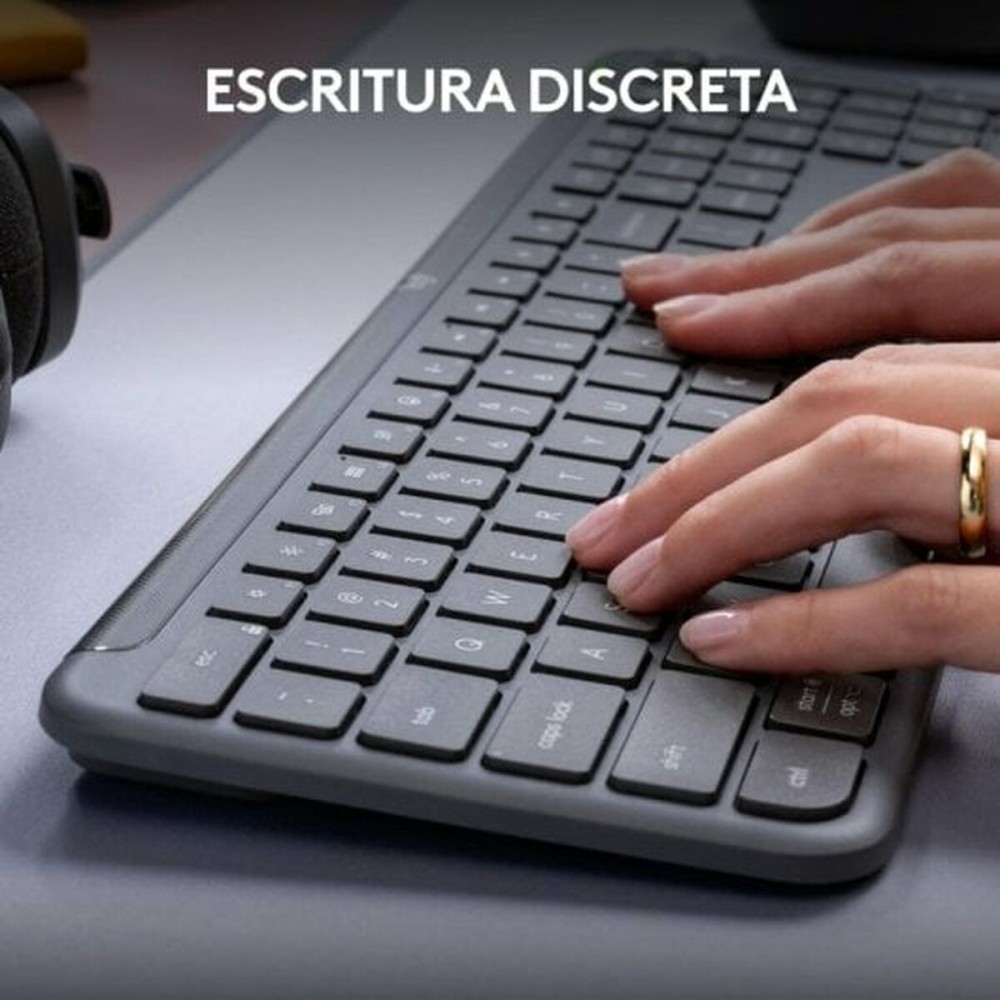 Keyboard Logitech Grey Spanish Qwerty QWERTY