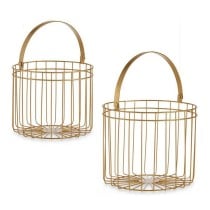 Basket set Gift Decor JY19149G Golden Metal 25 x 35 x 25 cm Cylindrical