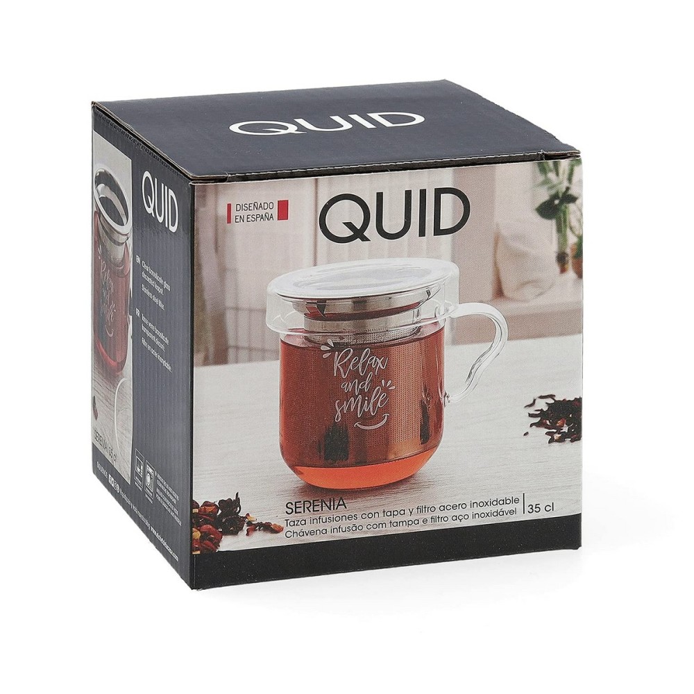 Cup with Tea Filter Quid Serenia Transparent 350 ml (3 Pieces)