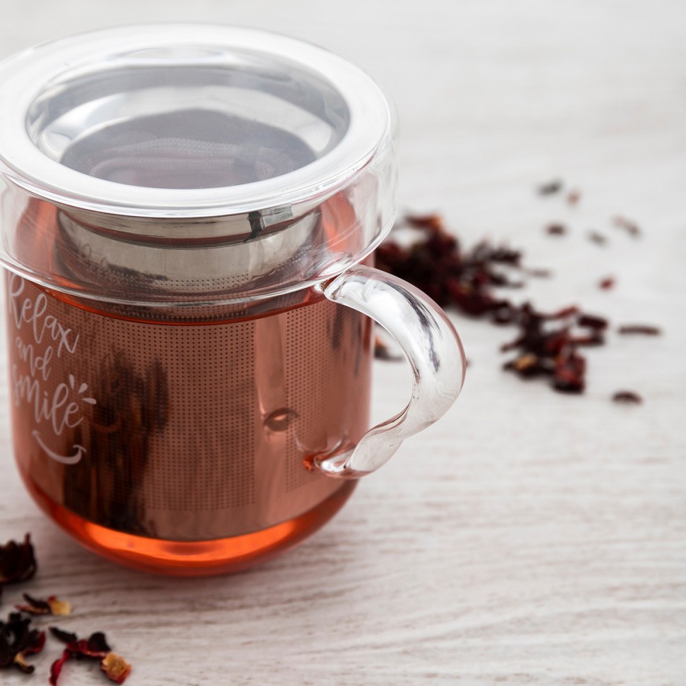 Cup with Tea Filter Quid Serenia Transparent 350 ml (3 Pieces)