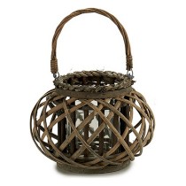Laterne Gift Decor 38619 Braun korb Glas 30 x 18,5 x 23 cm (6 Stück)