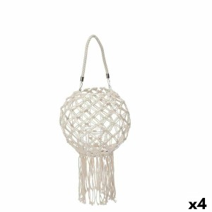 Laterne Gift Decor JC18-19097PC Weiß Baumwolle Kristall Makramee 26 x 66 x 26 cm (4 Stück)