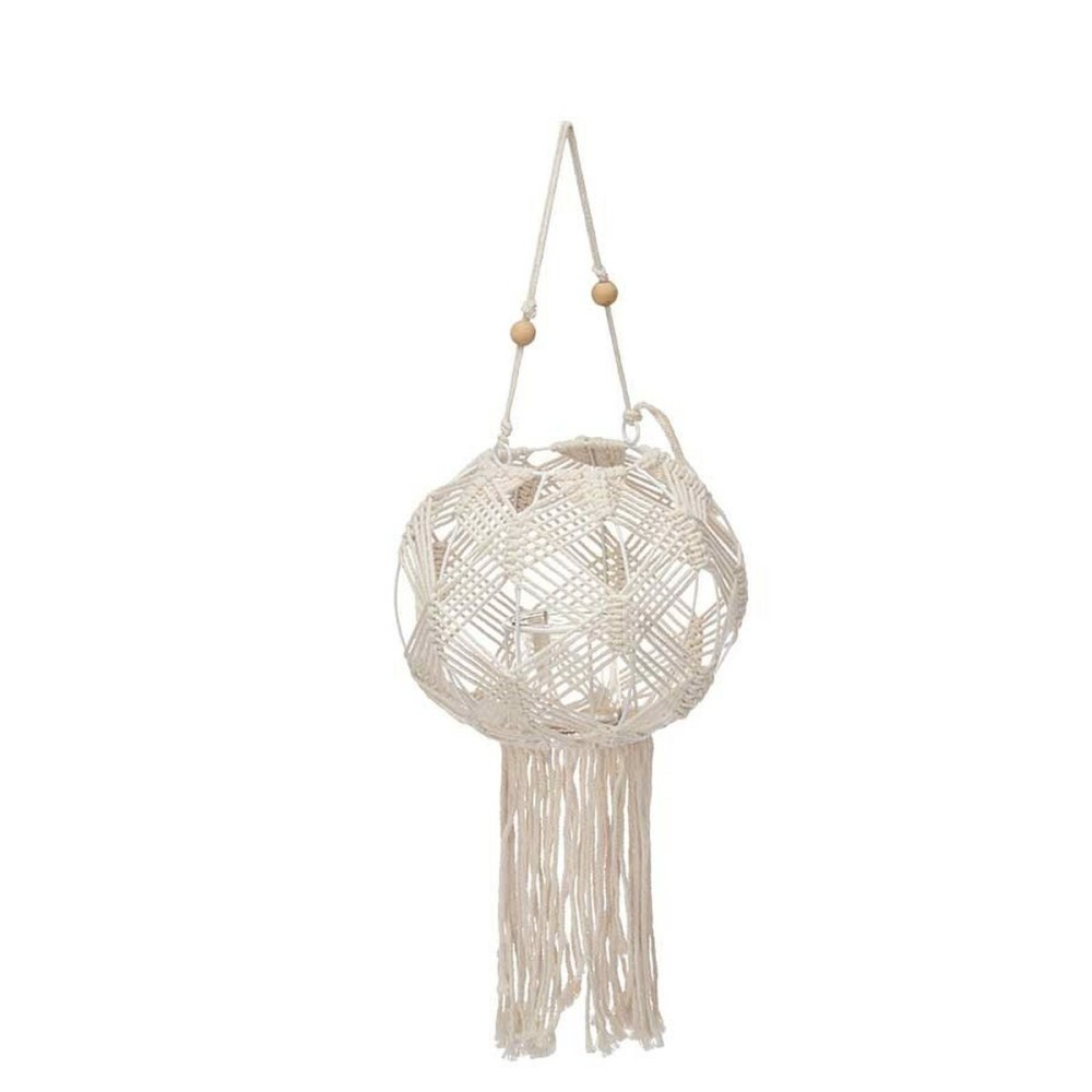 Laterne Gift Decor JC20-24237PC Weiß Baumwolle Kristall Makramee 23 x 24 x 23 cm (4 Stück)
