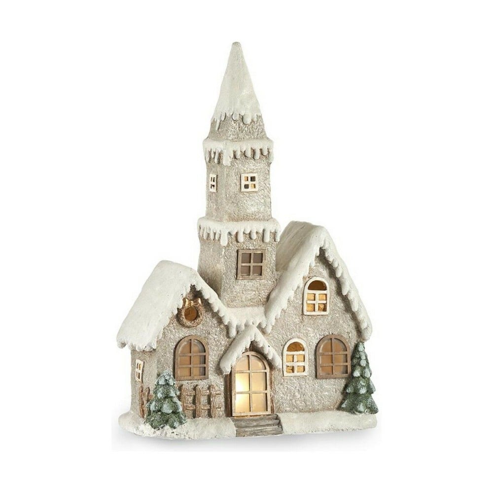 Décorations de Noël Krist+ CC2187084 Blanc Marron Vert Gris Maison Noël 21 x 77 x 48 cm Lumière LED Musique