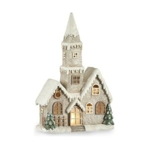 Décorations de Noël Krist+ CC2187084 Blanc Marron Vert Gris Maison Noël 21 x 77 x 48 cm Lumière LED Musique