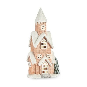 Décorations de Noël Krist+ CC2187090 Blanc Vert Beige Rose Maison Noël 25 x 52 x 15 cm Lumière LED Musique