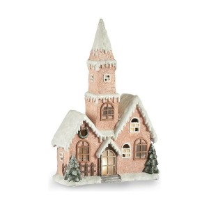 Décorations de Noël Krist+ CC2187084 Blanc Marron Vert Rose Maison Noël 21 x 77 x 48 cm Lumière LED