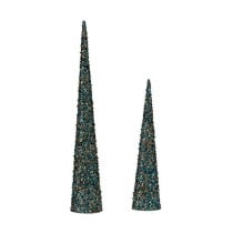 Weihnachtsschmuck Krist+ 193YYX38-MNCA-6 Blau Gold Pailletten Weihnachten 9,5 x 60 x 9,5 cm Kegel