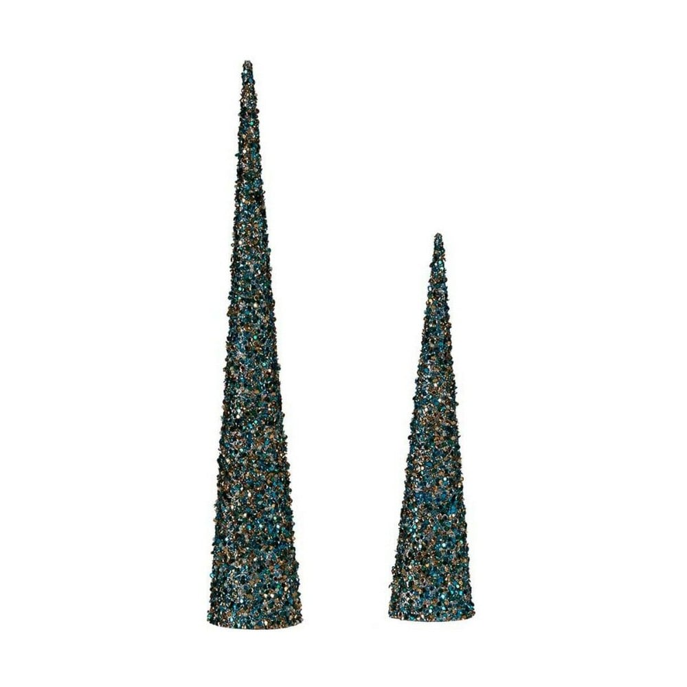 Décorations de Noël Krist+ 193YYX38-MNCA-6 Bleu Doré Paillettes Noël 9,5 x 60 x 9,5 cm Cônes