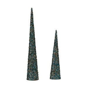 Décorations de Noël Krist+ 193YYX38-MNCA-6 Bleu Doré Paillettes Noël 9,5 x 60 x 9,5 cm Cônes