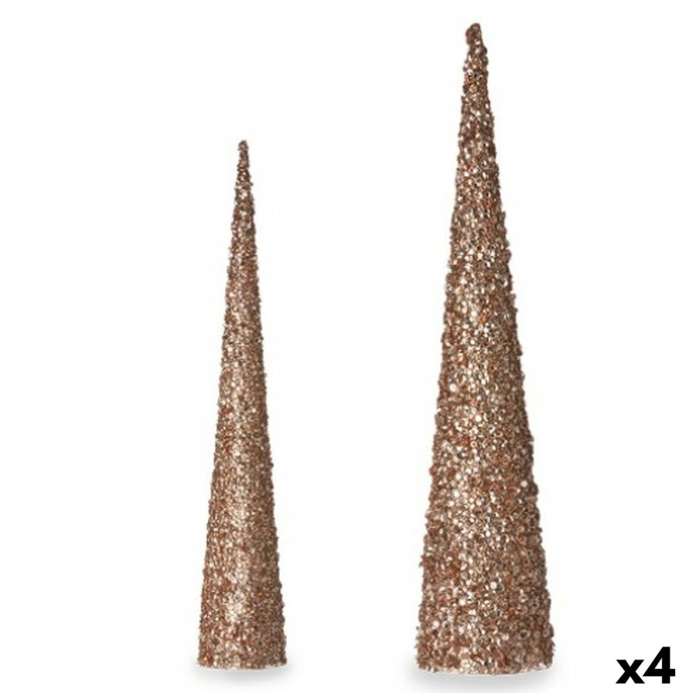 Décorations de Noël Krist+ 193YYX38-MNCA-3 Bronze Doré Cônes 9,5 x 60 x 9,5 cm Paillettes (4 Unités)