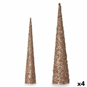 Décorations de Noël Krist+ 193YYX38-MNCA-3 Bronze Doré Cônes 9,5 x 60 x 9,5 cm Paillettes (4 Unités)
