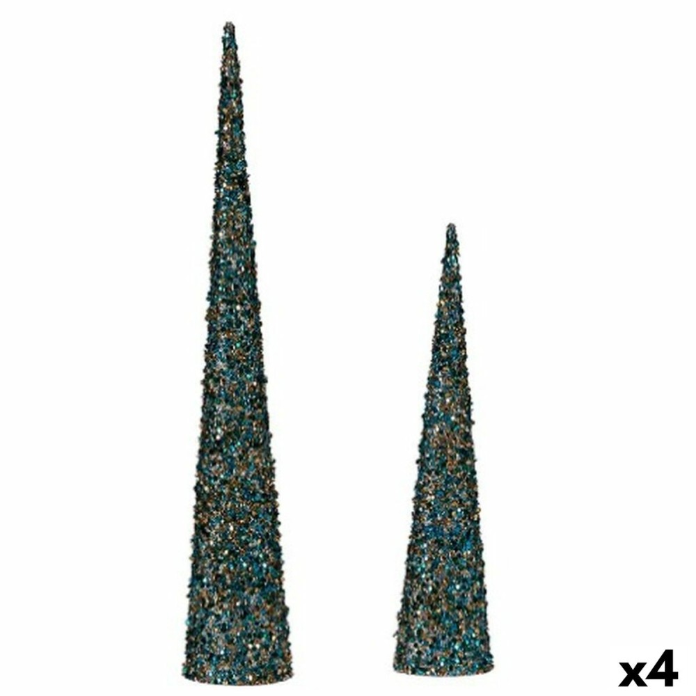Décorations de Noël Krist+ 193YYX38-MNCA-6 Bleu Doré Cônes 9,5 x 60 x 9,5 cm Paillettes (4 Unités)