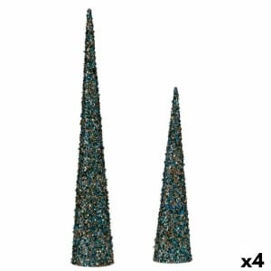 Décorations de Noël Krist+ 193YYX38-MNCA-6 Bleu Doré Cônes 9,5 x 60 x 9,5 cm Paillettes (4 Unités)