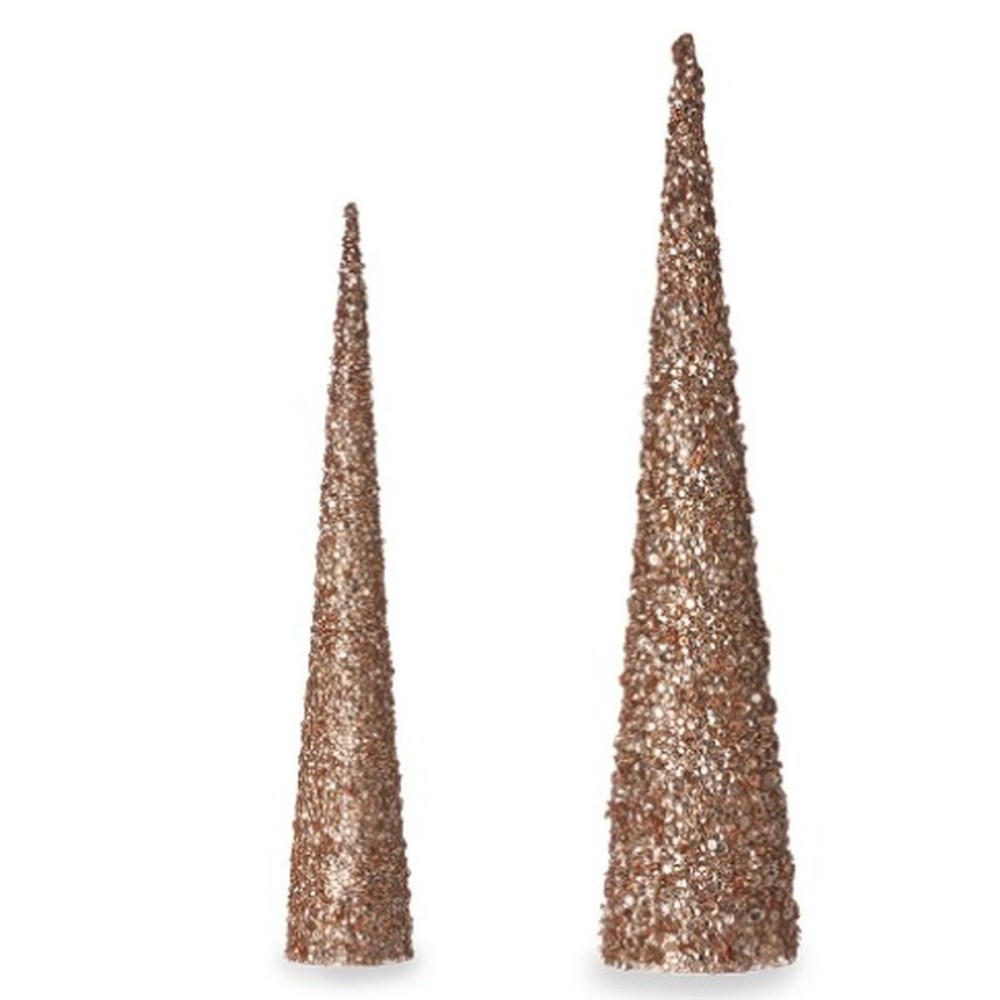 Décorations de Noël Krist+ 193YYX38-MNCA-3 Bronze Doré Cônes 9,5 x 60 x 9,5 cm Paillettes (4 Unités)