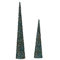 Décorations de Noël Krist+ 193YYX38-MNCA-6 Bleu Doré Cônes 9,5 x 60 x 9,5 cm Paillettes (4 Unités)