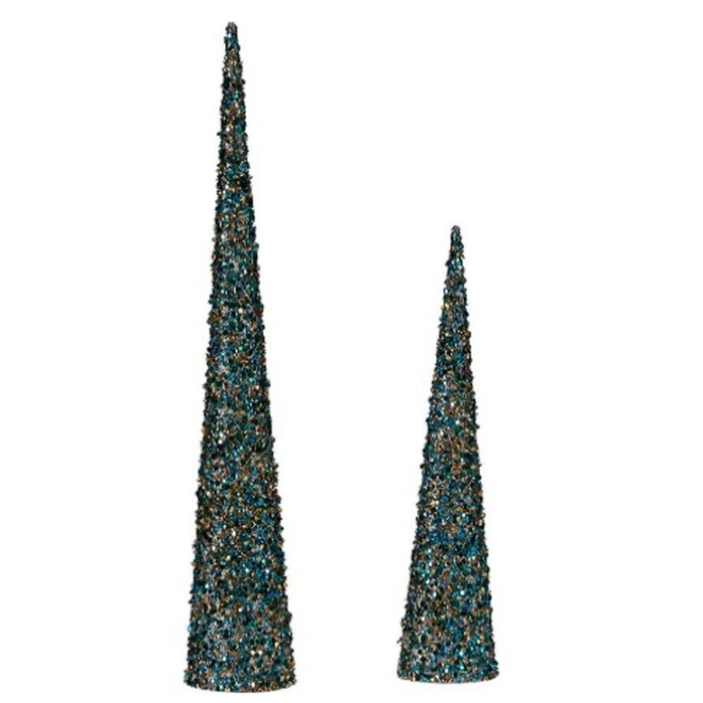 Décorations de Noël Krist+ 193YYX38-MNCA-6 Bleu Doré Cônes 9,5 x 60 x 9,5 cm Paillettes (4 Unités)