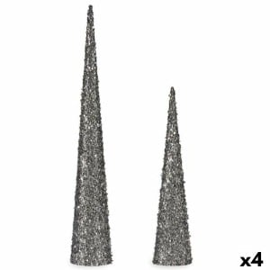Décorations de Noël Krist+ 193YYX38-MNCA-1 Argenté Argent Cônes 9,5 x 60 x 9,5 cm Paillettes (4 Unités)