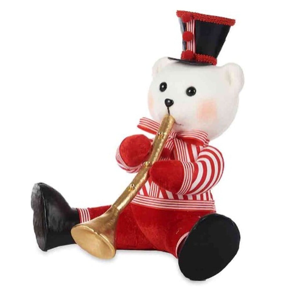 Décorations de Noël Krist+ D012131627-2WH Blanc Noir Rouge Ours Trompette 32 x 31 x 26 cm (2 Unités)