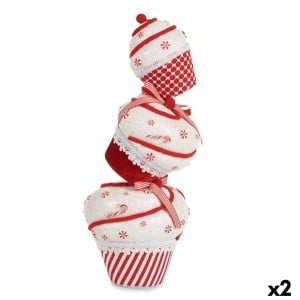 Décorations de Noël Krist+ D012131589-1MUL Blanc Rouge Tour Gâteau 20 x 50 x 20 cm (2 Unités)