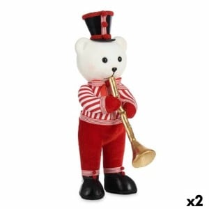 Décorations de Noël Krist+ D012131509-2WH Blanc Noir Rouge Ours Trompette 15 x 46 x 25 cm (2 Unités)