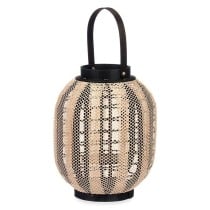 Lantern Gift Decor D23026S Black Beige Wood Cloth Glass Lantern 27 x 32 x 27 cm With handle (2 Units)