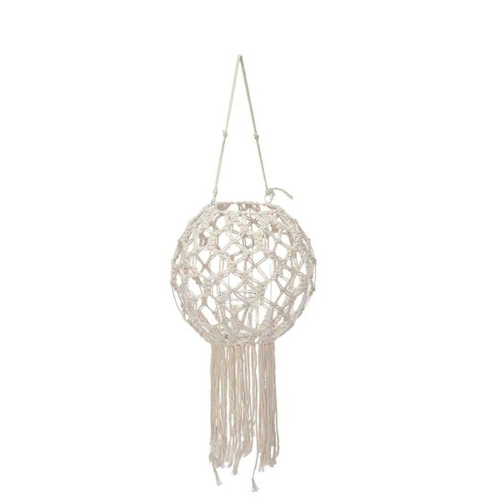 Lantern Gift Decor JC23-27414PC White Cotton Crystal Macrame 25 x 27 x 25 cm (4 Units)