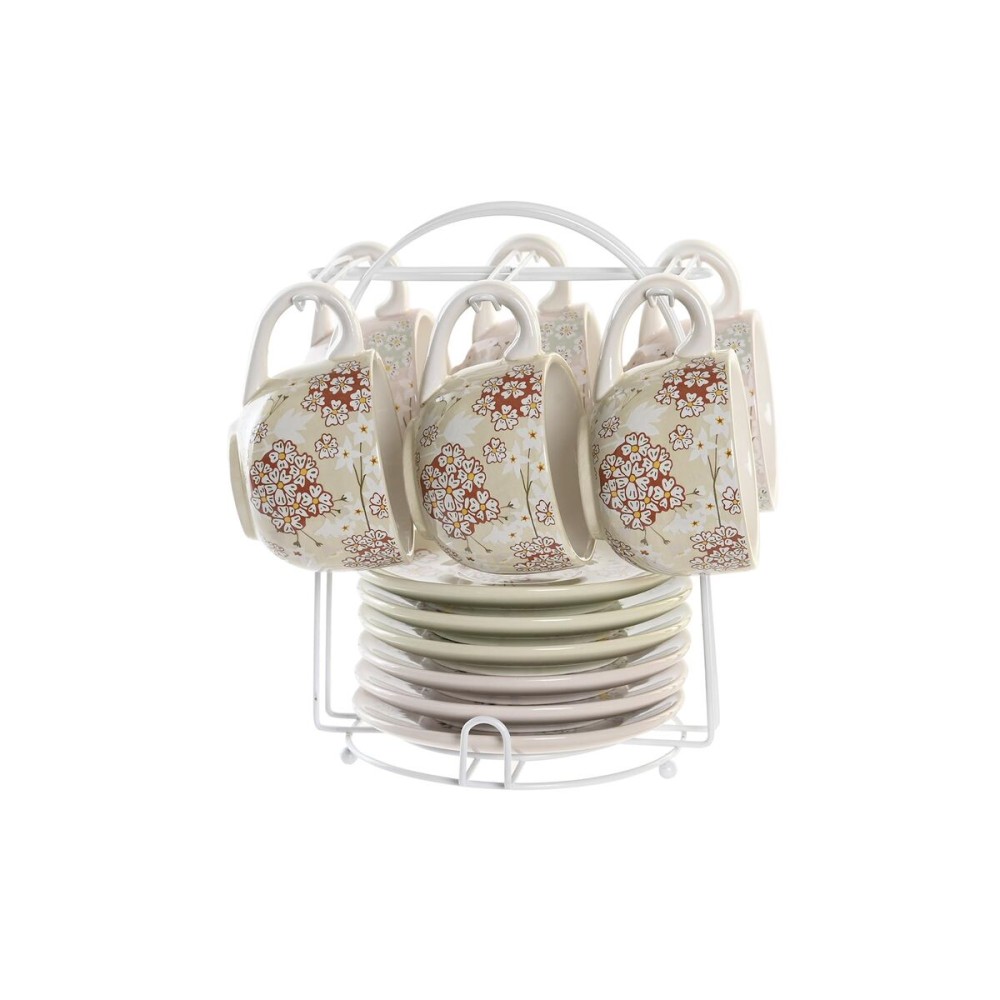 Service à café DKD Home Decor Vert Beige Métal Dolomite 180 ml
