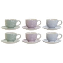 Coffee Set DKD Home Decor Blue White Green Lilac Metal Dolomite 180 ml