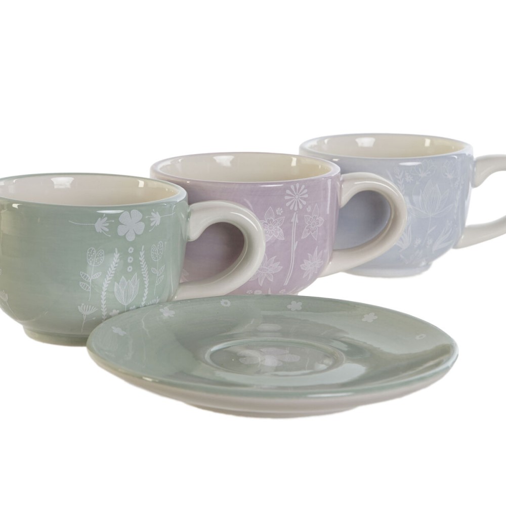 Service à café DKD Home Decor Bleu Blanc Vert Lila Métal Dolomite 180 ml