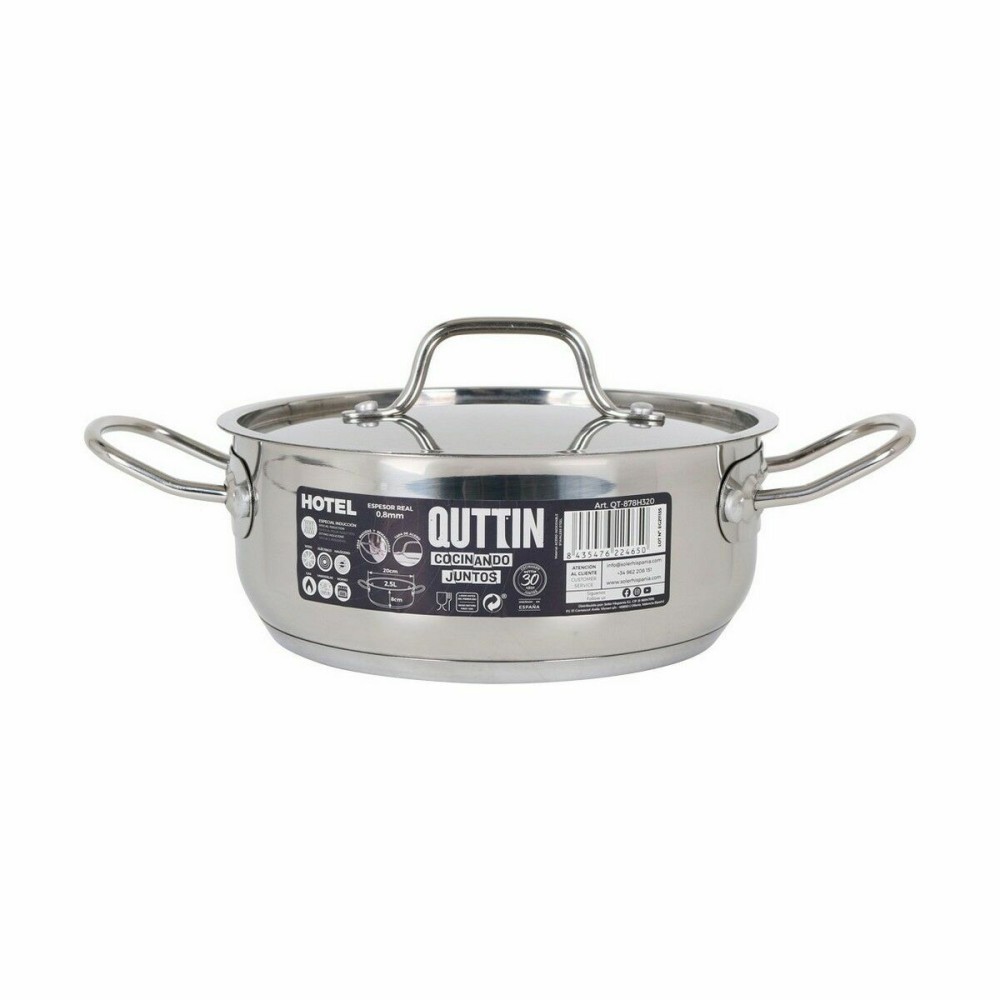 Casserole with lid Quttin Hotel Steel ø 20 x 8 cm (4 Units)