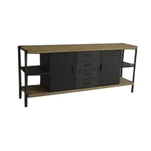 Buffet Home ESPRIT Noir Naturel Métal Sapin 180 x 45 x 80 cm 186 x 45 x 80 cm