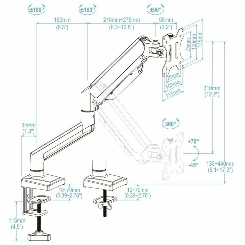 TV Mount TooQ DB1334TNR-B 34" 13"