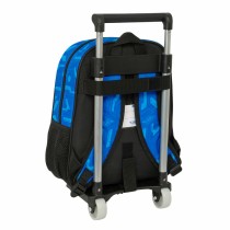 Schulrucksack mit Rädern Hot Wheels Let's race Blau Schwarz 27 x 10 x 67 cm