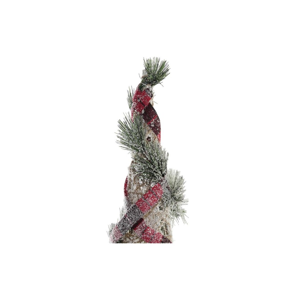 Décoration lumineuse DKD Home Decor Rouge Vert Naturel Enneigé 20 x 20 x 80 cm Cônes Noël LED (3 Pièces)