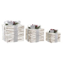 Décoration lumineuse DKD Home Decor Blanc Argenté LED 25 x 25 x 28 cm (3 Pièces)