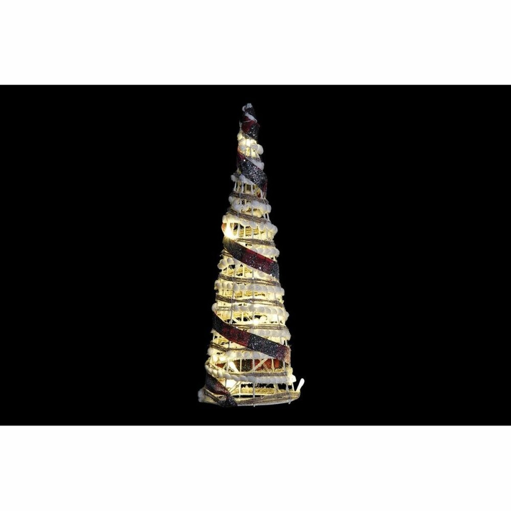 Décoration lumineuse DKD Home Decor Blanc Noir Rouge Naturel Argenté 20 x 20 x 80 cm Cônes Noël LED (3 Pièces)