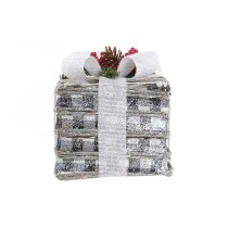Décoration lumineuse DKD Home Decor Blanc Rouge Vert Argenté Enneigé LED 25 x 25 x 29 cm (3 Pièces)