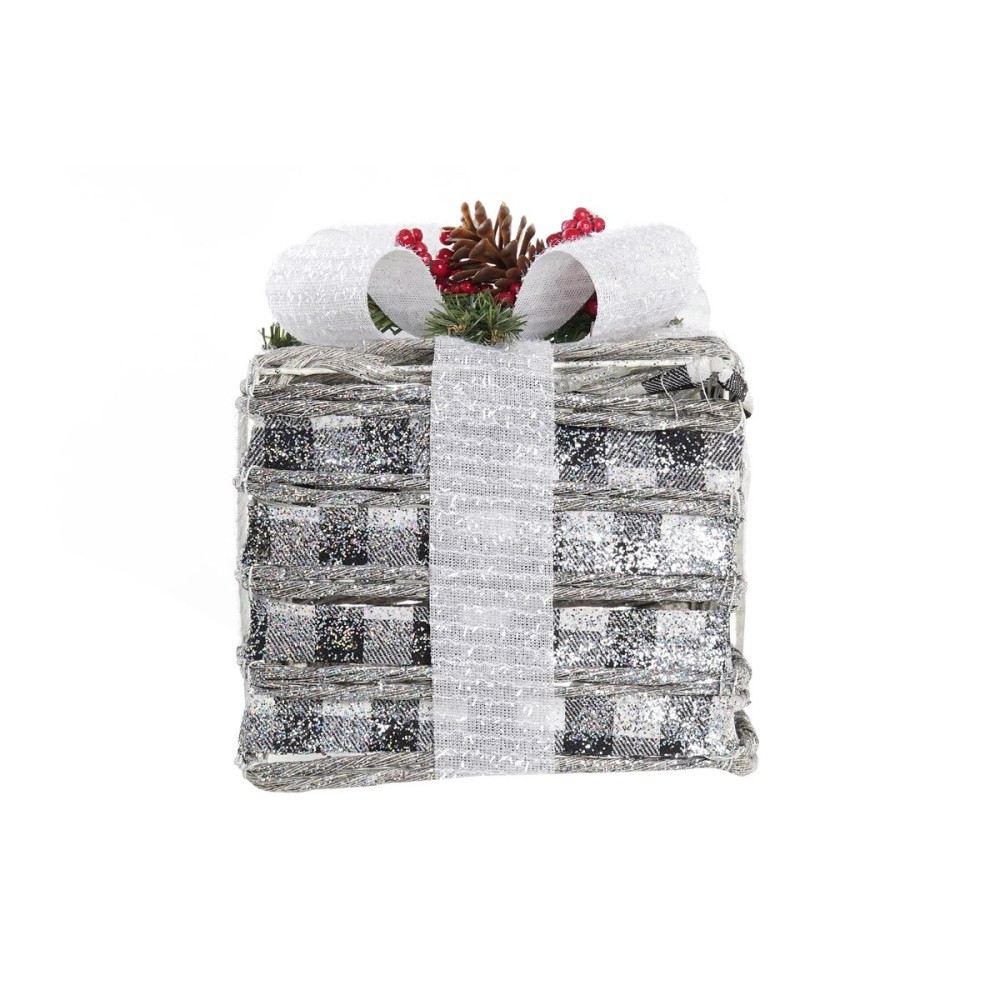 Décoration lumineuse DKD Home Decor Blanc Rouge Vert Argenté Enneigé LED 25 x 25 x 29 cm (3 Pièces)