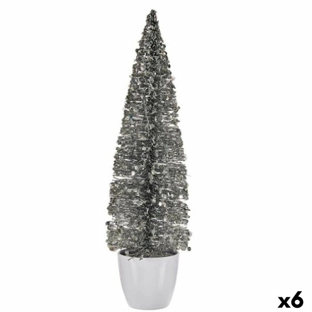 Sapin de Noël Krist+ 2402/15-2-1 Argenté Argent Plastique Sapin de Noël 10 x 38 x 10 cm (6 Unités)