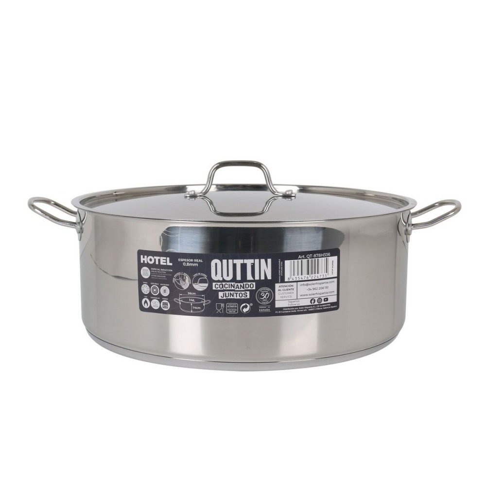 Casserole avec Couvercle Quttin Aluminium 36 x 14 cm (2 Unités)