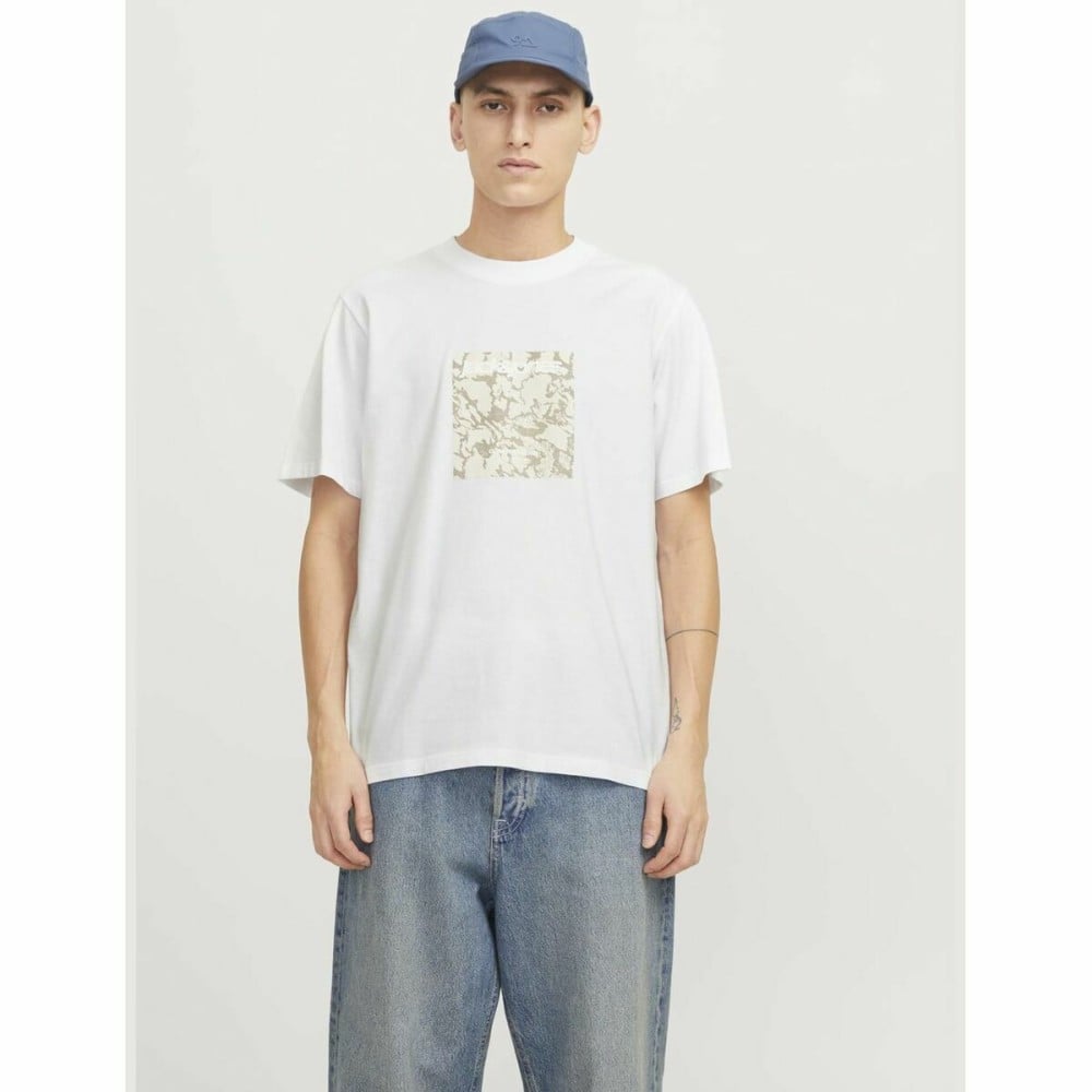 Men’s Short Sleeve T-Shirt Jack & Jones JCOTARMAC CAMO FRONT TEE 12273239 White