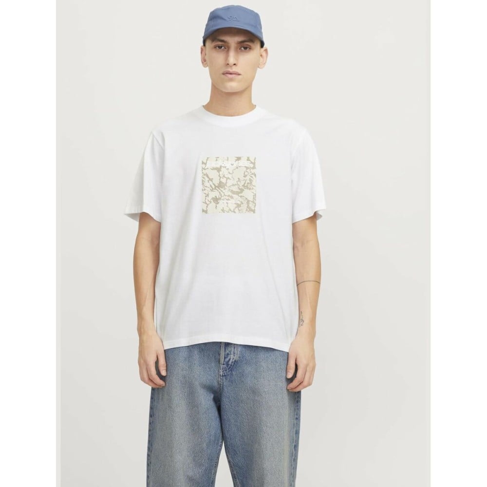 Men’s Short Sleeve T-Shirt Jack & Jones JCOTARMAC CAMO FRONT TEE 12273239 White
