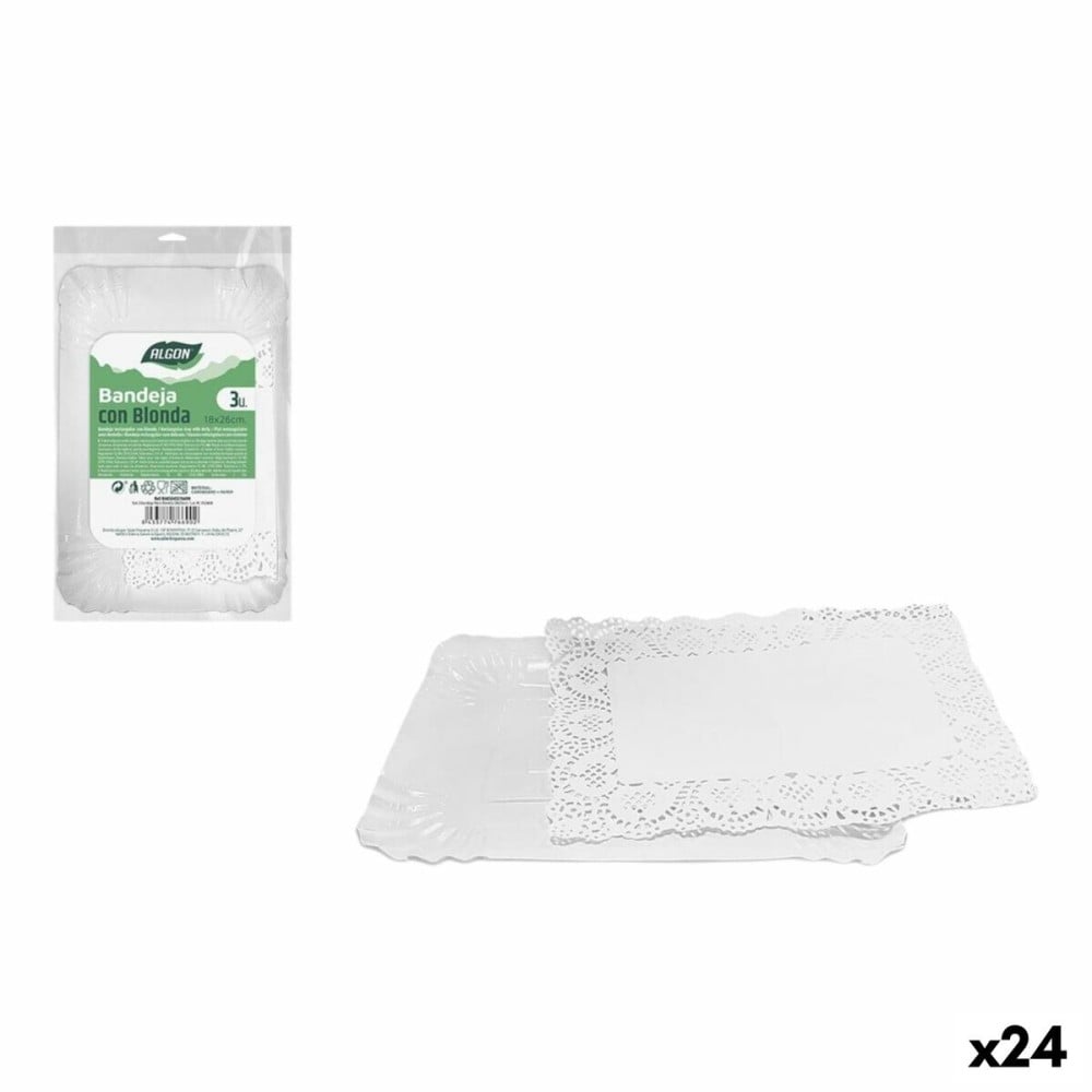 Tablett für Snacks Algon rechteckig 18 x 26 cm 3 Stücke (24 Stück)